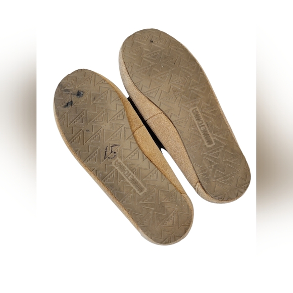 Minnetonka SZ 7 Beige Suede Moccasin #4052 Faux Fur Lined Comfort Slipper - Picture 4 of 6